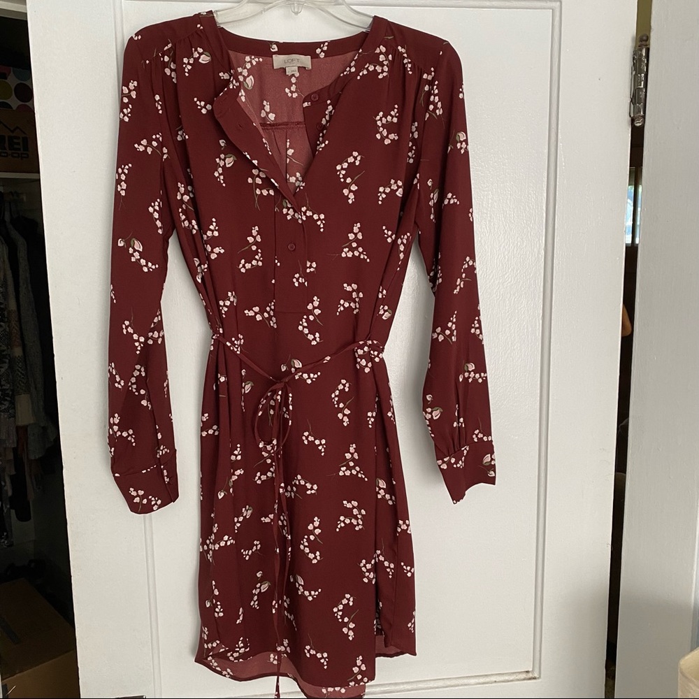 Burgundy LOFT long sleeve dress